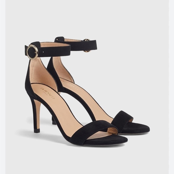 LK Bennett Black Suede Ivy Single Strap Sandals - Picture 1 of 9